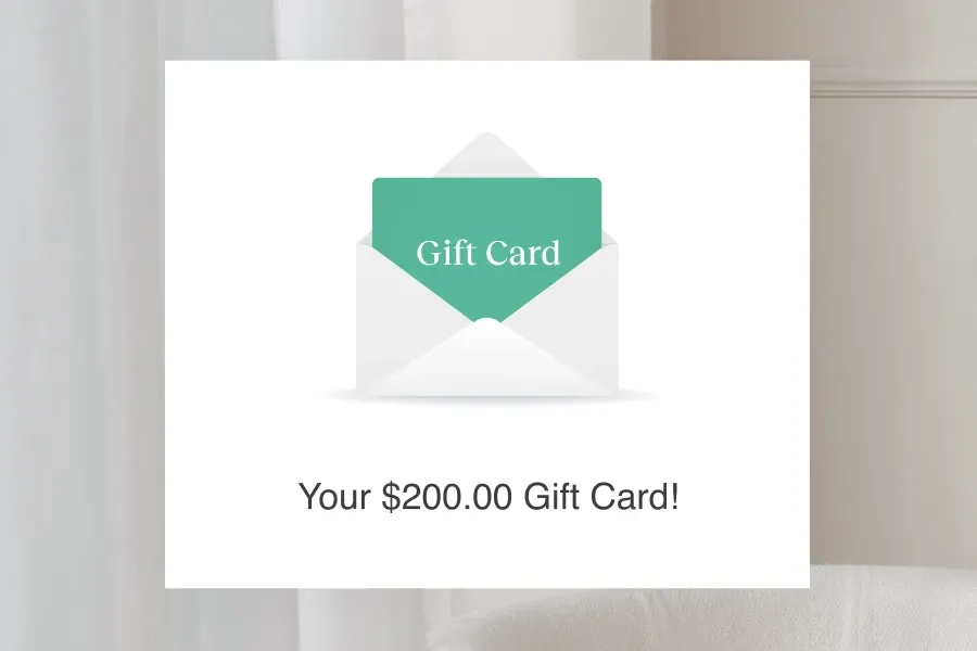 Digital photography gift card for $200 presented in envelope design
