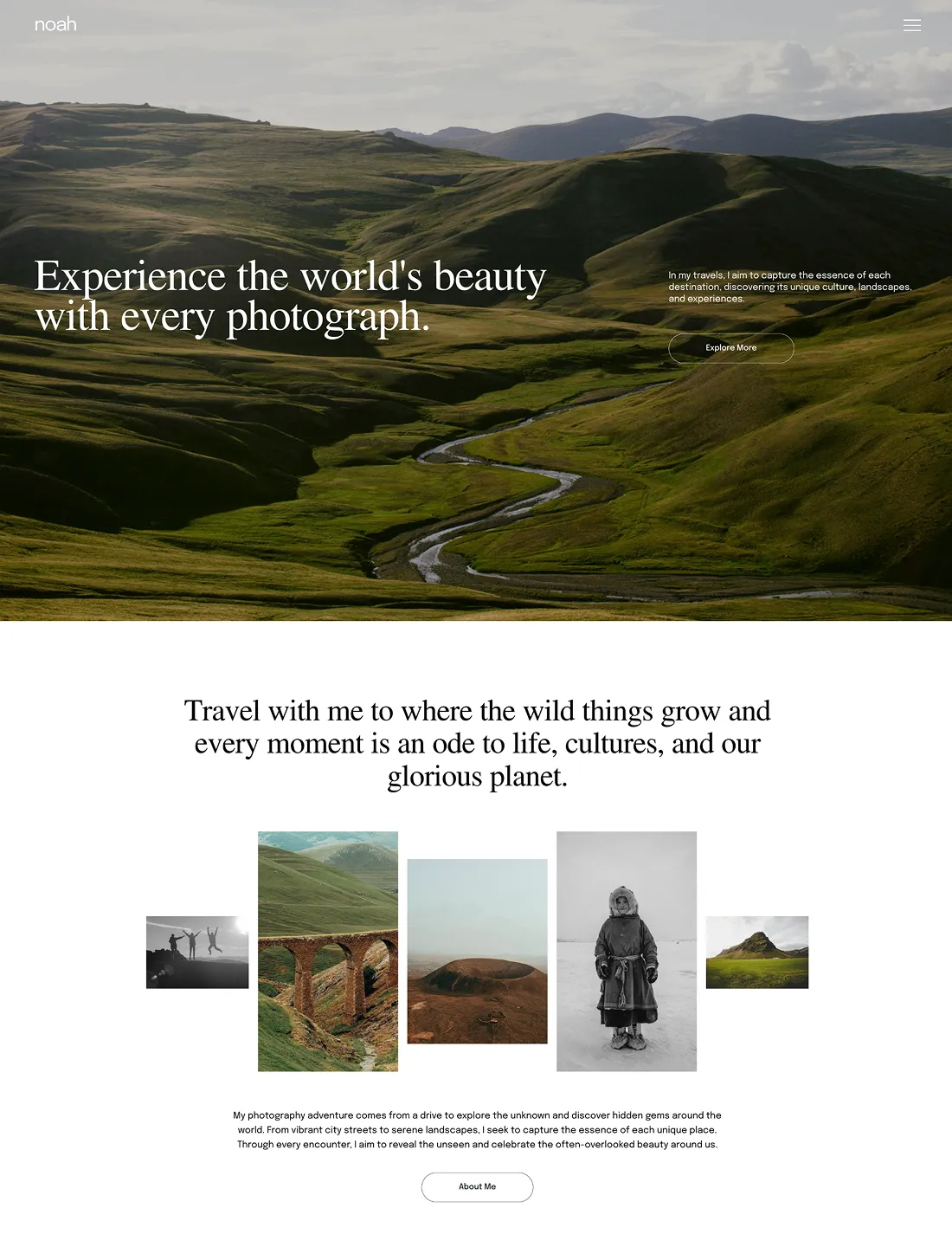 Travel and landscape photography website featuring scenic nature shots and documentary-style storytelling from around the world.