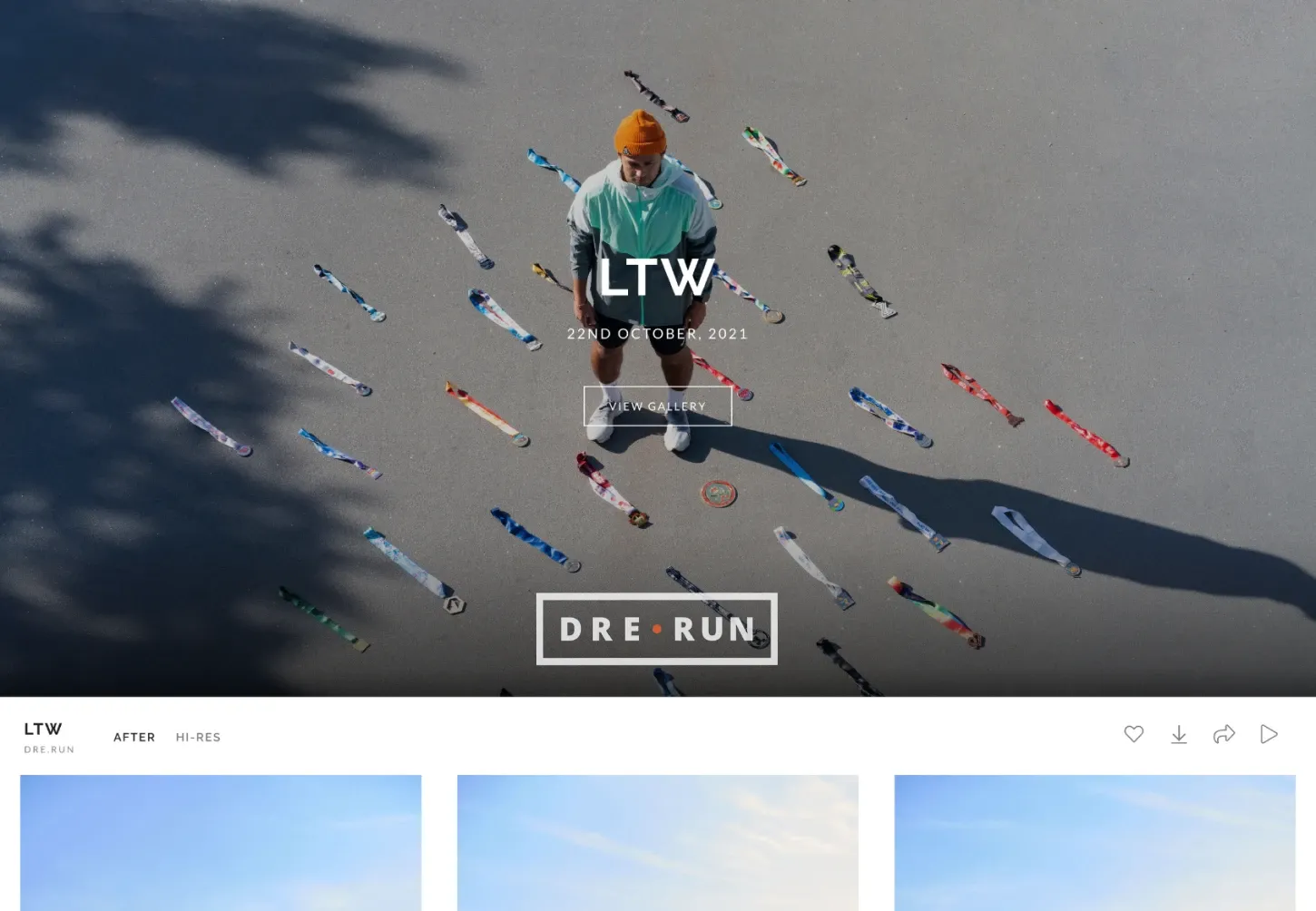 Man standing in the middle of artistic medal arrangement on pavement, captured by DRE.RUN.